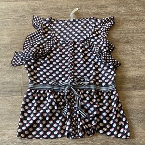 LC Lauren Conrad Black and White Polka Dot Ruffle Blouse
